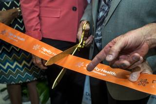Dignitaries conduct a ribbon cutting for Dignity Health-St. Rose Dominican's new North Las Vegas hospital on Thursday, June 15, 2017.