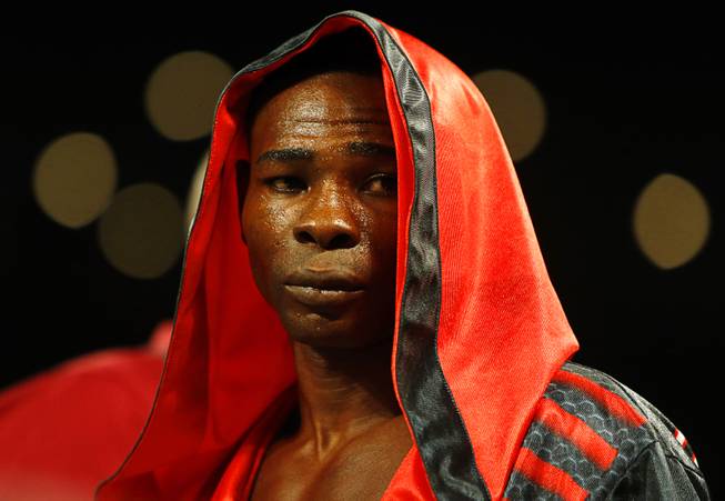 WBA super bantamweight champion Guillermo Rigondeaux of Cuba enters the rings for his title defense against Moises Flores of Mexico at the Mandalay Bay Events Center Saturday, June 17, 2017 in Las Vegas.