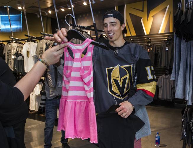 Marc-Andre Fleury of the Golden Knights shops for the family during media availability for new players in the official team store, The Armory, at the T-Mobile Arena on Thursday, June 22, 2017.
