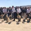 Local, state and company officials, including Gov. Brian Sandoval, third from right, mark the start of construction of Aristocrat Technologies' new headquarters on Hualapai Way and the 215 Beltway on June 23, 2017.

