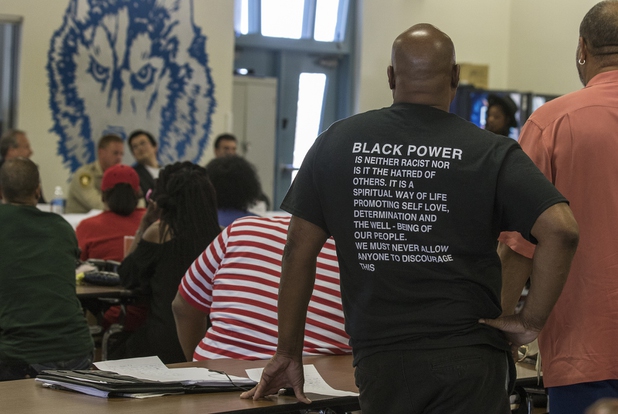 The room is full as the local chapter of the NAACP sponsors an info session and discussion on Nevada's legal process when someone is killed held at West Prep Academy on Friday, June 23, 2017.
