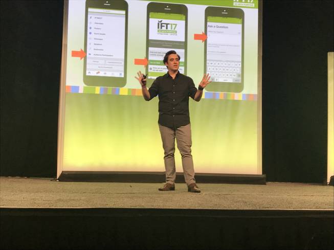 Canadian-based scientist Andrew Pelling speaks at the Institute of Food Technology Conference at the Venetian on Monday, June 26, 2017.