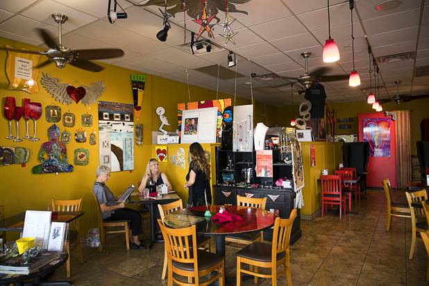 An interior view of the Pasta Shop Ristorante & Art Gallery, 2525 W Horizon Ridge Parkway, in Henderson Monday, July 10, 2017. Ann Alenik created the artwork.