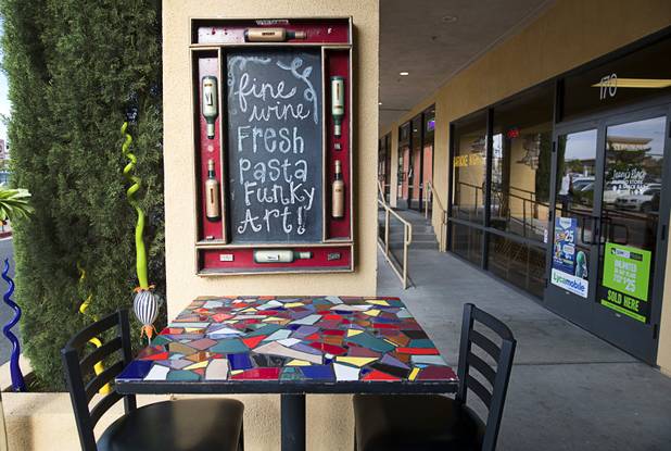 An outdoor dining area at the Pasta Shop Ristorante & Art Gallery, 2525 W Horizon Ridge Parkway, in Henderson Monday, July 10, 2017.