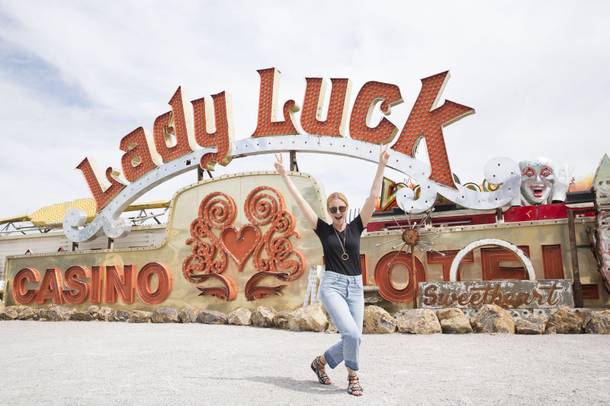 Chef Christina Tosi visits the Neon Museum during a day long outing in downtown Las Vegas, Tuesday, June 8, 2017.  