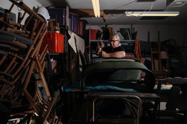 Victor D'Agostino of Las Vegas Furniture Repair in his workshop on July 7, 2017.