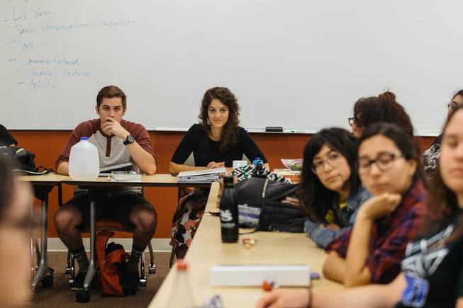 Students participate during a class taught by Leila Pazargadi at the Liberal Arts & Sciences Building at Nevada State College in Las Vegas, Nev. on July 11, 2017.  The class is part of a summer bridge program aimed to assist first-generation college students prep & become aware resources available throughout there education.