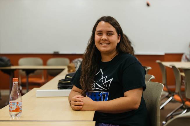 Nayelli Rico - Lopez after a class taught by Leila Pazargadi at the Liberal Arts & Sciences Building at Nevada State College in Las Vegas, Nev. on July 11, 2017.  The class is part of a summer bridge program aimed to assist first-generation college students prep & become aware resources available throughout there education.