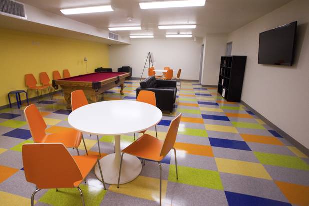 The recreational room is seen during the grand opening ceremony of the new Shannon West Homeless Youth Center, Friday, July 14, 2017.