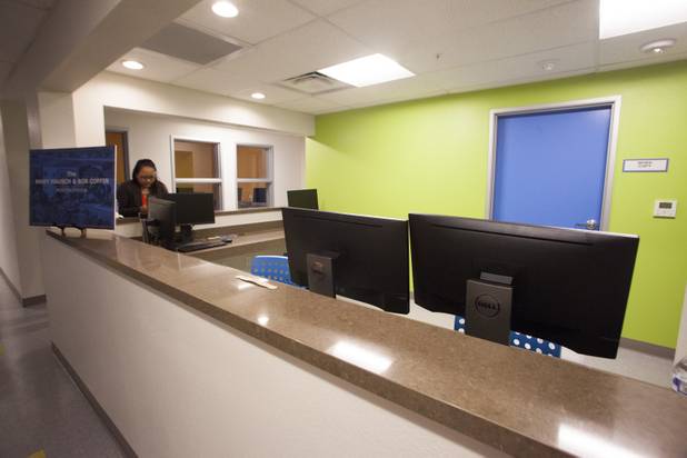 The monitor station is seen during the grand opening ceremony of the new Shannon West Homeless Youth Center, Friday, July 14, 2017.