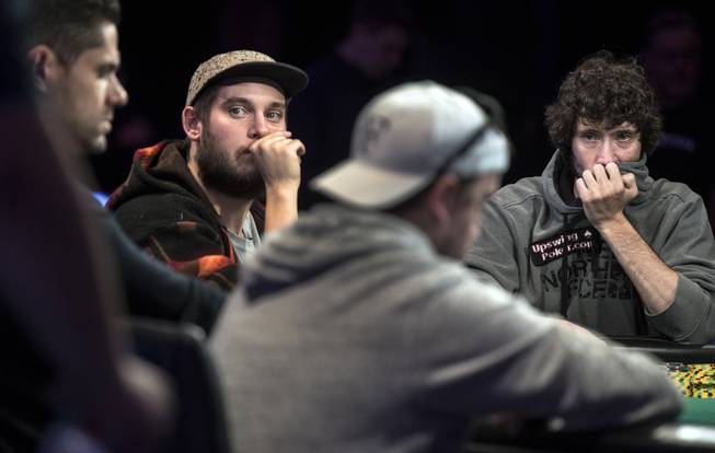 Things get tense as the bets get high during the second of three straight nights to finish poker's world championship as the table goes from 7 to 3 players at the Rio on Friday, July 21 2017.