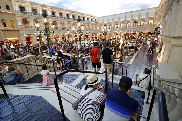A view of St. Marks Square in the Canal Shoppes at the Venetian on the Las Vegas Strip Tuesday, Aug. 8, 2017.