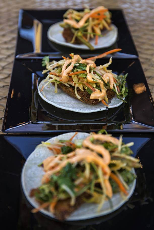The Where Am I? taco by Chef Nicholas Aoki with Herringbone Las Vegas during the Motley Brews Hopped Taco Throwdown about The Backyard at Zappos on Saturday, August 12, 2017.