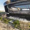 This rendering shows the Las Vegas Raiders stadium west of Interstate 15 and the Strip. Construction on the 65,000-seat stadium is expected to be completed in time for the 2020 NFL season.