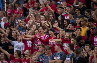 Arbor View fans stay pumped over Desert Pines during their high school football game on Friday, September 1, 2017.