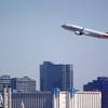 An American Airlines passenger jet takes off from McCarran International Airport June 5, 2017.
