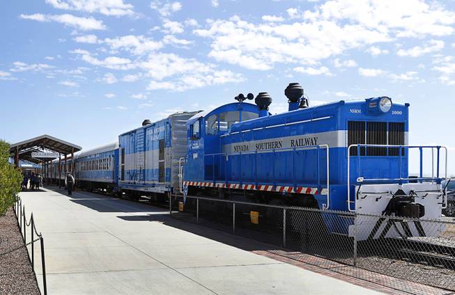 A Nevada Southern Railway train is shown on the tracks in Boulder City Sunday, Sept. 17, 2017.