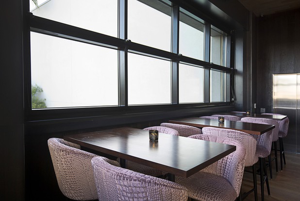 A seating area is shown by a second-level bar at the MB Steakhouse in the Hard Rock hotel-casino Monday, Sept. 18, 2017.