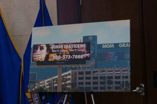A conference was held to announce the FBI's joint partnership with Clear Channel Outdoor to increase Human Trafficking Awareness in Las Vegas, Nev. on September 21, 2017.
