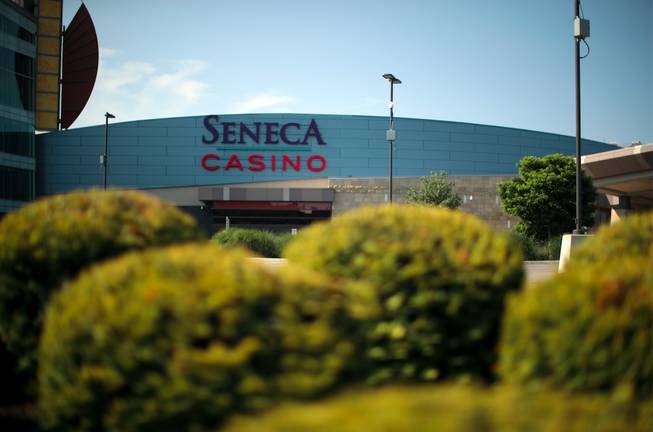 An exterior photo of the Seneca Buffalo Creek Casino in Buffalo, N.Y., Aug. 3, 2017. The New York state government and the Seneca tribe — who once tossed burning tires on the New York State Thruway during a conflict over state taxes — are once again at odds, after the tribe stopped making contractual payments to the state from its casinos in June. 