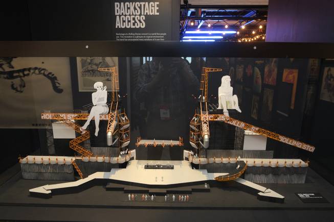 A model of the enormous set from the Steel Wheels tour is seen at the Rolling Stones "Exhibitionism" display at the Palazzo Wednesday, September 27, 2017. The exhibit contains over 500 pieces of memorabilia, including instruments, clothing, and a recreation of a London flat the Stones shared in 1963.