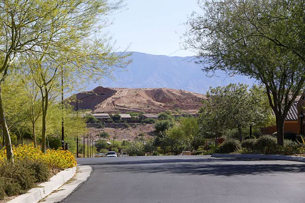 A view looking into the Prominence community, where mass shooter Stephen Craig Paddock owned a home, in Mesquite, Nev. Monday, Oct. 2, 2017.