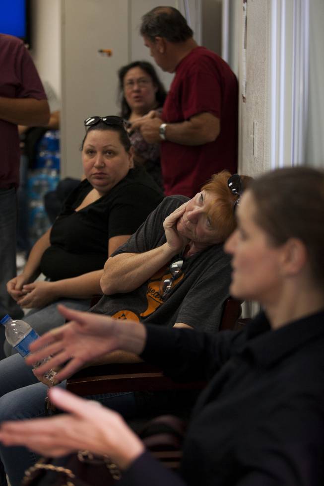 People wait to donate blood at the United Blood Service office on Whitney Ranch Dr. following a mass shooting on the Las Vegas Strip, Monday, Oct. 2, 2017.