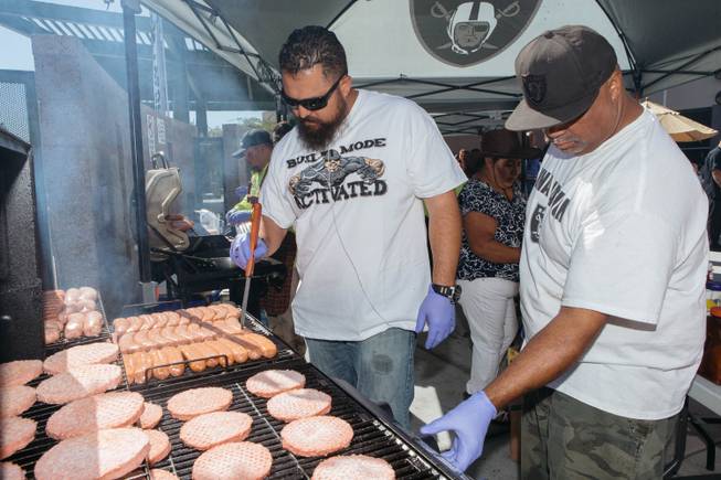 The Laborers Union, Latin Chamber of Commerce & Raiders hosted a BBQ for heroes at UMC in Las Vegas, Nev. on October 4, 2017.