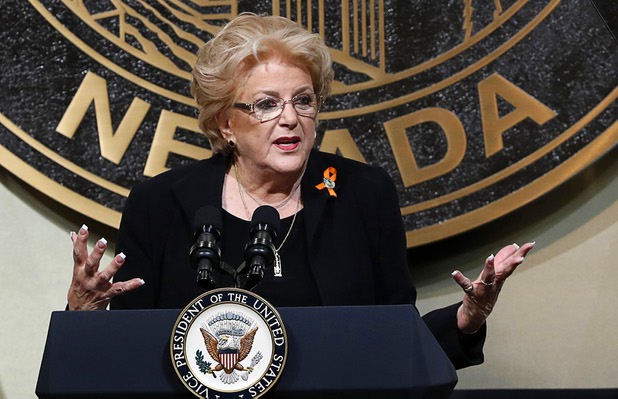 Las Vegas Mayor Carolyn Goodman speaks in Las Vegas City Hall following a Unity Prayer Walk Saturday, Oct. 7, 2017.