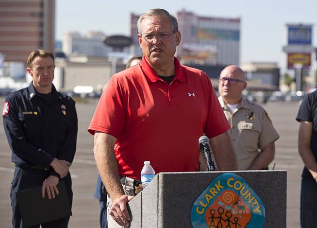 Rod Swanson, chief of investigations for the Nevada Attorney Generals Office, speaks during a news conference near the Las Vegas Convention Center Sunday, Oct. 8, 2017. Officials announced the process for return of personal effects from the Oct. 1 mass shooting at the Route 91 Harvest music festival.