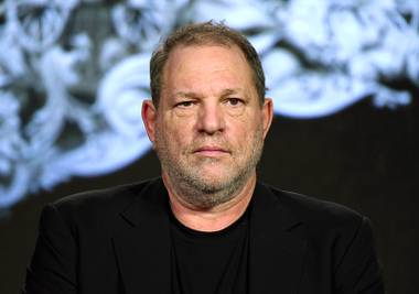 In this Jan. 6, 2016 file photo, producer Harvey Weinstein participates in the “War and Peace” panel at the A&E 2016 Winter TCA in Pasadena, Calif. Weinstein has been fired from The Weinstein Co., effective immediately, following new information revealed regarding his conduct, the company’s board of directors announced Sunday, Oct. 8, 2017. 