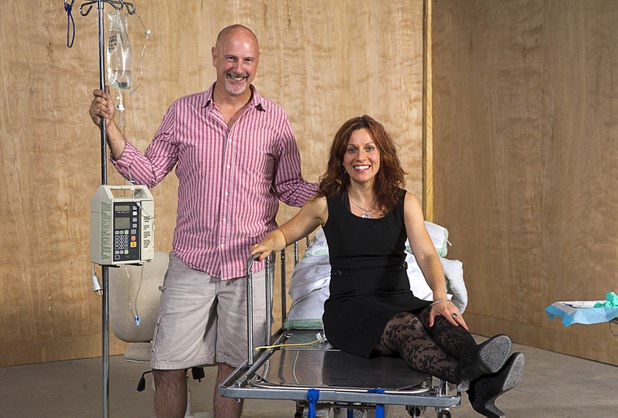 Public Fit Theatre Company founders Joseph Kucan and Ann-Marie Pereth pose during a rehearsal for "W;t" at the Public Fit Theatre, 100 South Maryland Parkway, Wednesday Oct. 11, 2017.