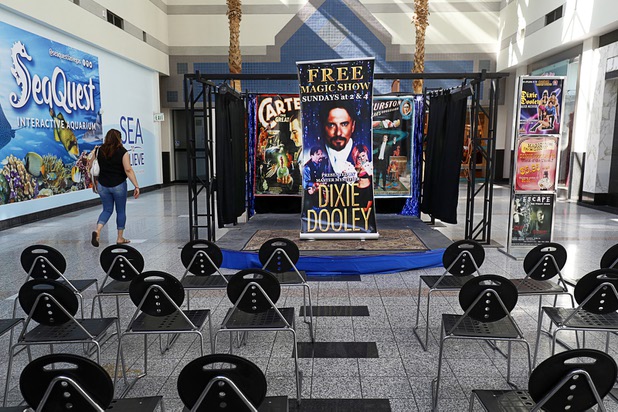 A stage area is shown in the Boulevard Mall Wednesday, Oct. 25, 2017. The mall is hosting free shows with magician Dixie Dooley on Sundays.