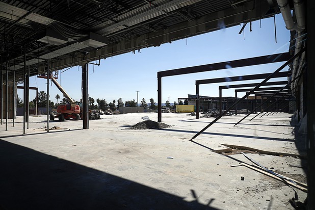 Construction continues on the Galaxy Theatres movies complex at the Boulevard Mall Wednesday, Oct. 25, 2017. A portion of the roof has been removed due to the height requirement of the theaters. The theaters are expected to open in Spring 2018.