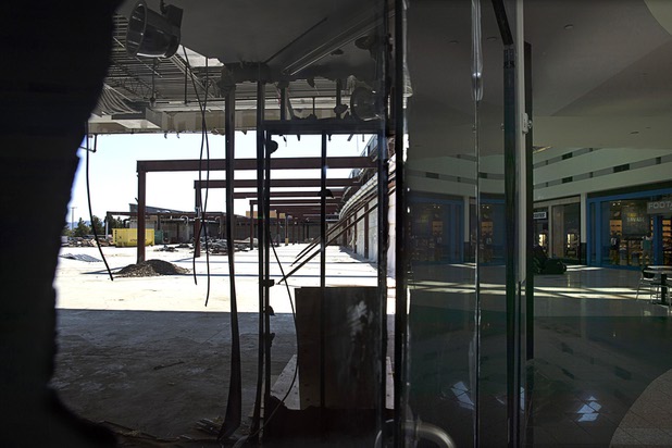 Construction continues on the Galaxy Theatres movies complex at the Boulevard Mall Wednesday, Oct. 25, 2017. A portion of the roof has been removed due to the height requirement of the theaters. The theaters are expected to open in Spring 2018.