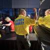Security staff members check bags at the entrance to the South Hall during the 2017 Specialty Equipment Market Association (SEMA) show at the Las Vegas Convention Center Tuesday, Oct. 31, 2017. The show is expected to attract about 140,000 attendees, according to a show representative.
