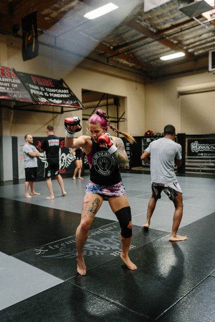 UFC fighter Gina Mazany trains during a sparring session at ...