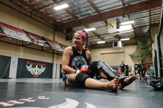 UFC fighter Gina Mazany prepares for a sparring practice at ...