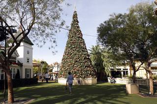 A Christmas tree is shown in Town Square Las Vegas Monday, Nov. 13, 2017.