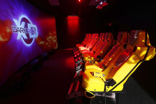 Dark Ride, a 4-D motion ride with an added interactive game element, at GameWorks in Town Square Las Vegas Monday, Nov. 13, 2017.