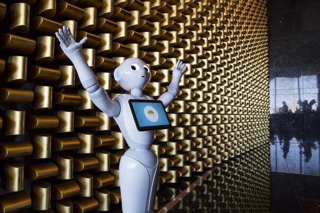 Pepper greets visitors to the Mandarin Oriental's 23rd floor Sky Lobby. The 4-foot tall humanoid robot serves as both an attraction and a wealth of information as guests click on her interactive screen.