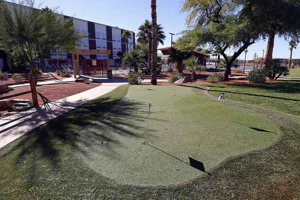 A putting green is shown at the Rising Star Sports Ranch in Mesquite, Nev. Tuesday, Nov. 28, 2017.
