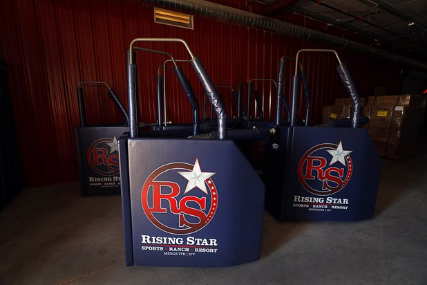 Volleyball equipment is shown in a storage area at the Rising Star Sports Ranch in Mesquite, Nev. Tuesday, Nov. 28, 2017.