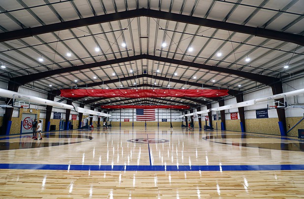 The Barn, a 30,000 sq. ft. field house, is shown at the Rising Star Sports Ranch in Mesquite, Nev. Tuesday, Nov. 28, 2017. In addition to basketball courts, the field house can also be reconfigured into volleyball or pickleball courts.