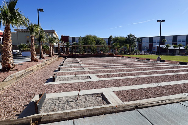 A view of horse shoe pits at the Rising Star Sports Ranch in Mesquite, Nev. Tuesday, Nov. 28, 2017.