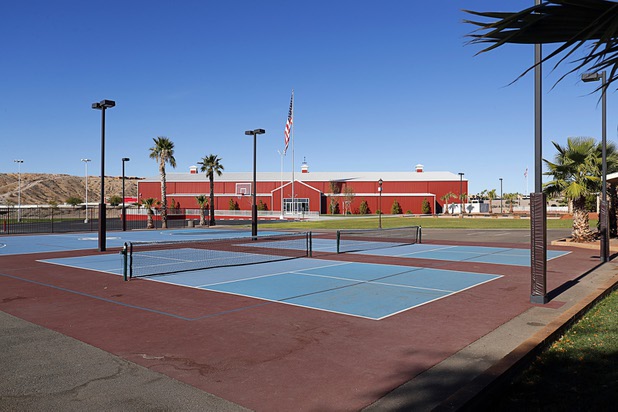 Pickleball courts are shown at the Rising Star Sports Ranch in Mesquite, Nev. Tuesday, Nov. 28, 2017.