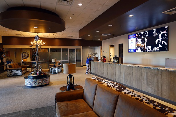 A view of the front desk at the Rising Star Sports Ranch in Mesquite, Nev. Tuesday, Nov. 28, 2017.  In addition to athletes and their families, ordinary hotel guests can book rooms as well.