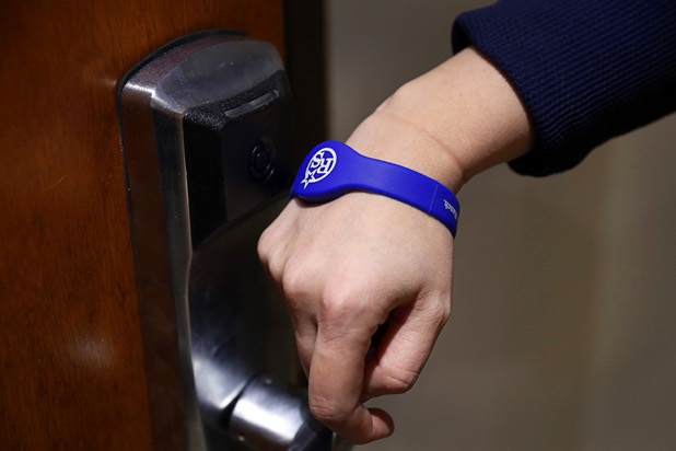 Athletes can use radio-frequency identification (RFID)  bracelets to unlock their hotel room doors at the Rising Star Sports Ranch in Mesquite, Nev. Tuesday, Nov. 28, 2017.
