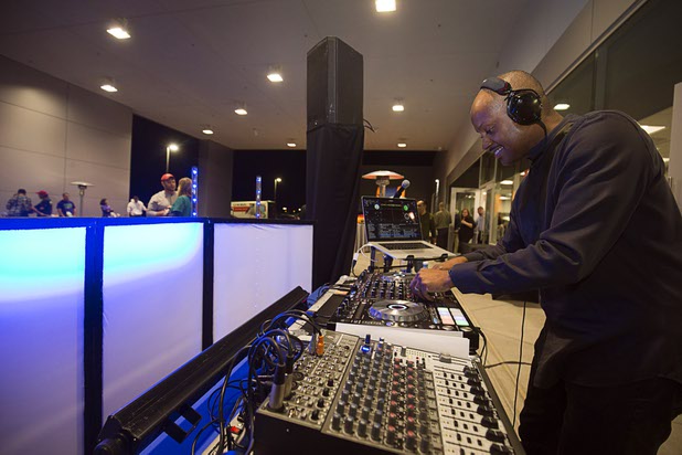 DJ Axis provides the music entertainment during a dealership debut for Subaru owners and employees at the new Subaru Las Vegas facility, a two-story building with 65,500 sq. ft. on Roy Horn Way between Rainbow and Jones boulevards, Wednesday, Nov. 29, 2017.