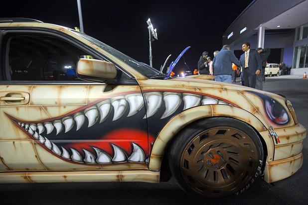 A customized Subaru Impreza is displayed during a dealership debut for Subaru owners and employees at the new Subaru Las Vegas facility, a two-story building with 65,500 sq. ft. on Roy Horn Way between Rainbow and Jones boulevards, Wednesday, Nov. 29, 2017.